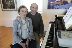 Emily and Eugene Grant are photographed at their home in Mamaroneck May 3, 2013. A $250,000 donation from the Grant's was made recently to the Holocaust & Human Rights Education Center in White Plains. Eugene is a World War II vet, having served in the U.S. Armed Services Air Force and later becoming a Manhattan-based real estate tycoon and a philanthropist. His wife, Emily, who served for 16 years as chair of the Purchase College Foundation and is past president of the Larchmont-Mamaroneck League of Women Voters. (Matthew Brown/The Journal News) / Matthew Brown / The Journal News